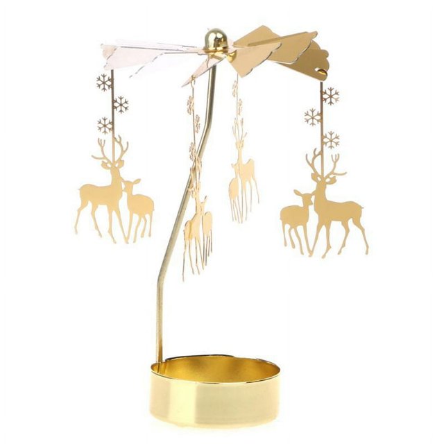 HLONK Rotating Spinning Carousel Tea Light Candle Holder Home Dinner Wedding Bar Party