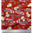 thumbnail image 1 of Soimoi Modal Satin Fabric Fruits,Swim Ring & Goggles Summer Designs Printed Craft Fabric by The Yard 42 Inch Wide, 1 of 3
