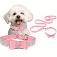 thumbnail image 3 of CNKOO 2pcs Sparkling Rhinestone Dog Collar & Leash Set for Small & Medium Dogs  Cute Bow Tie Collar with Escape-Proof Rope, 3 of 7