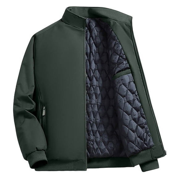 hoksml Men's Big and Tall Winter Jacket Stand Collar Puffer Coat with Quilted Lining and Zippered Pockets