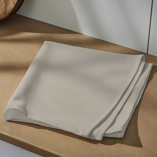 Drap Plat Simple en Percale 100 % Coton Frais et Net Jumeau Beige par Color Sense