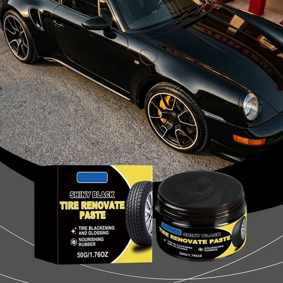 Pâte de Rechargement pour Pneus et Nettoyage des Moyeux de Roue pour Surfaces Automobiles, Rénovateur Noircissant pour Parois Latérales de Pneus Délavées et Joints en Caoutchouc, Crème de Protection Hydrofuge Longue Durée