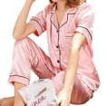 thumbnail image 4 of Ensembles de Pyjamas en Soie Satinée pour Femmes Ensembles de Vêtements Ménagers Simples Pantalons Amples, 4 of 5