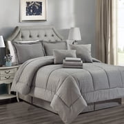 JML Gray King Comforter Set - 10 Pieces Bedding Set Bed in a Bag with Comforters, Sheets, Bed Skirt, Decorative Pillows, Pillowcases & Shams
