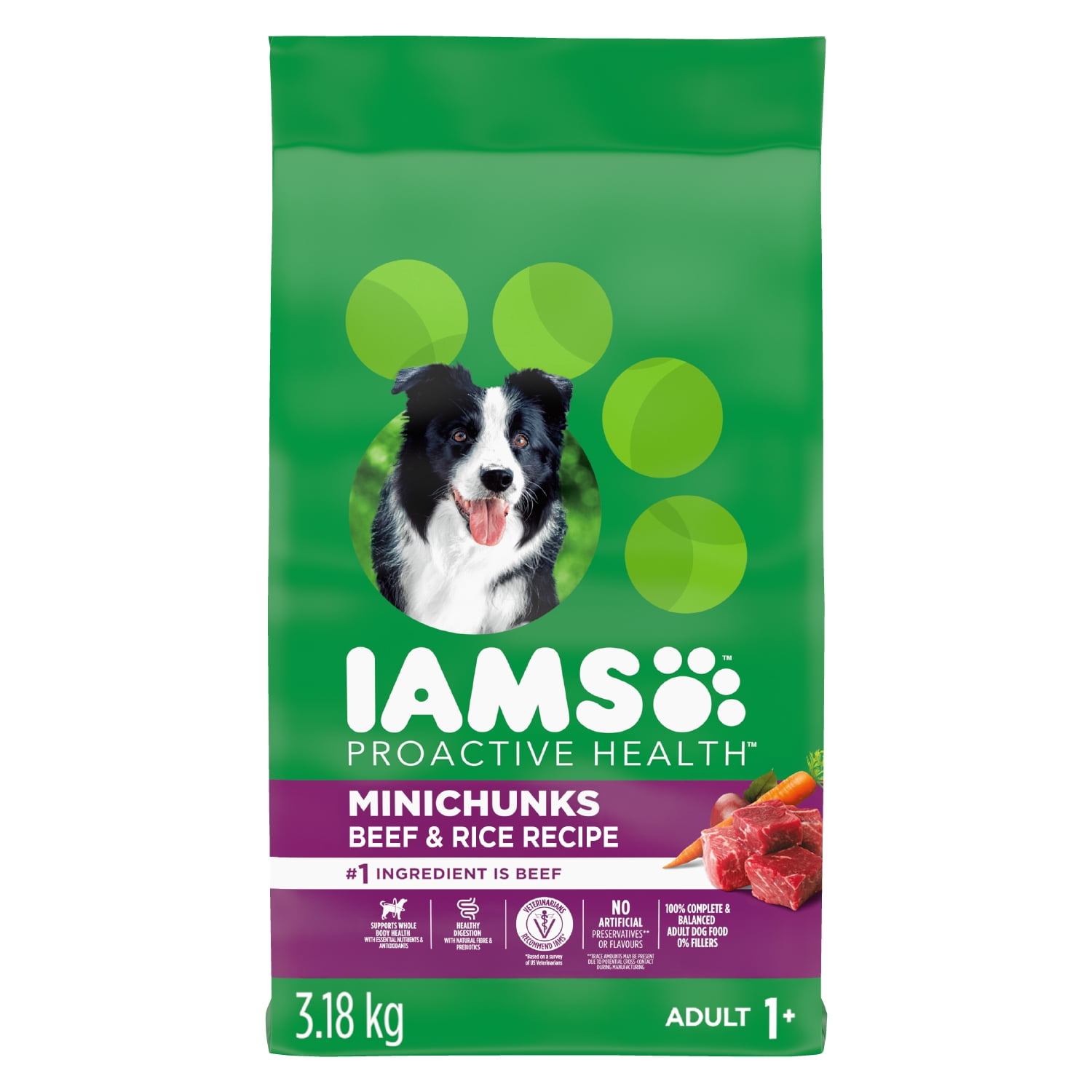 Iams Proactive Health Minichunks Beef & Rice Recipe Adult Dry Dog Food 13.6kg