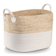 thumbnail image 1 of Bouclair White & Natural Corn Fiber and Cotton Rope Storage Basket Small, 1 of 6