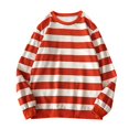 thumbnail image 1 of 2025 Chandail d'Automne Hiver pour Hommes, Chandails à Capuchon Décontractés pour Femmes, Hauts à Enfiler Ronds, Long Chandail pour Femmes à Manches, Rayé, 1 of 3