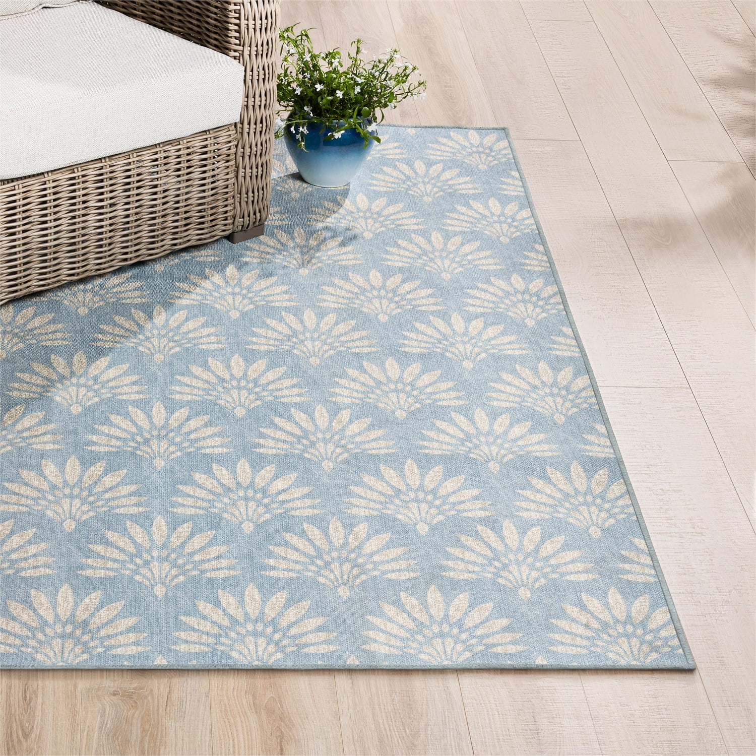 Tapis extérieur Palmier éventail bleu 213 cm x 305 cm Better Homes & Gardens