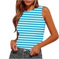 thumbnail image 1 of Plebaso Womens Slim Striped Tank Tops Sleeveless Crewneck Ruched Blouses Summer Casual Basic Tee Tops, 1 of 4