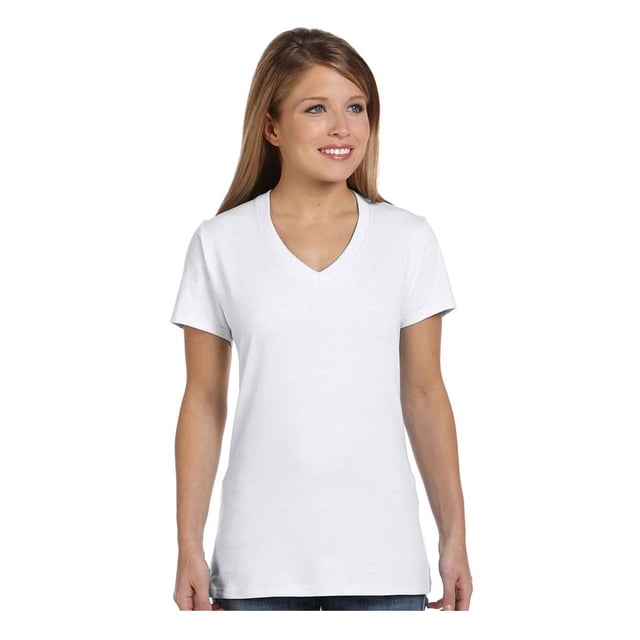 Hanes T-Shirt à Col en V pour Femmes en Coton Ringspun Nano-T, Style S04V