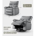 thumbnail image 2 of Garvee 27" Oversized Recliner Chairs with Heat and Massage, 360° Swivel, Gray, 2 of 9