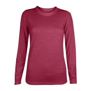 MeetoTime T-Shirt pour Femmes Basique à Manches Longues Col Ras du Cou T-Shirt Uni Hauts Blouse Tunique Décontractée