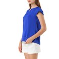 thumbnail image 4 of INSPIRE CHIC Women's Solid V Neck Cap Short Sleeves Work Blouse, 4 of 6