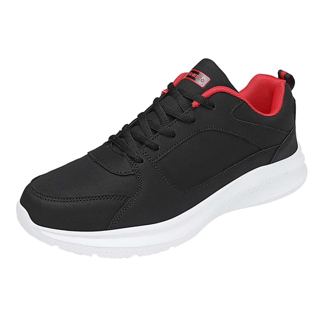 Espadrilles de Marche pour Hommes Largeur Grand Chaussures pour Hommes Décontractées Mode Grande Pointure Cuir Couleur Unie à Lacets Chaussures Décontractées Espadrilles de Course Chaussures pour Homme (Rouge, 8,5)