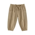 thumbnail image 1 of Faithtur Toddler Boys Casual Sports Pants Solid Color Drawstring Button Cargo Pants with Pockets, 1 of 8