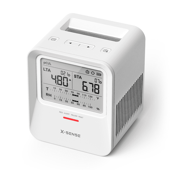 X-Sense Détecteur de Radon pour la Maison, à Piles, Affichage Clair de la Moyenne à Court Terme et à Long Terme, Outil de Sécurité Idéal pour la Maison, Modèle XR0B-SR, Blanc