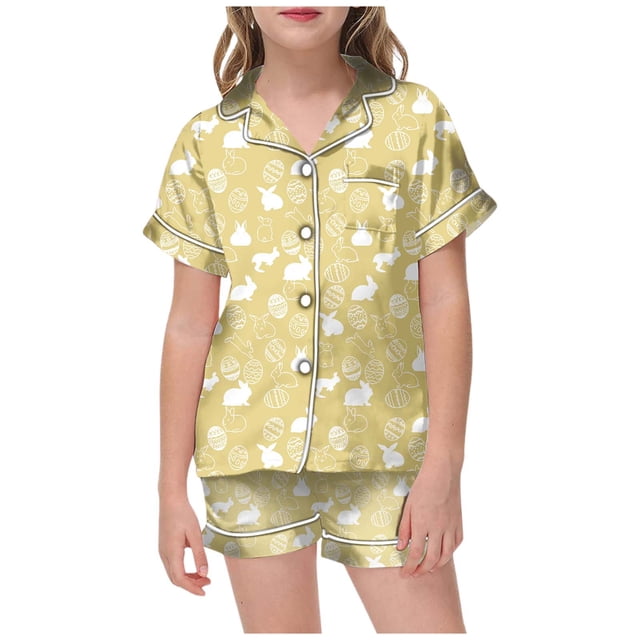 GDREDA Girls Spring Clothing Sets Kid DIY Hand Painted Homewear Set Colouring Pajama Sets For And Girl Can Play With And Wea Yellow,4-5 Years