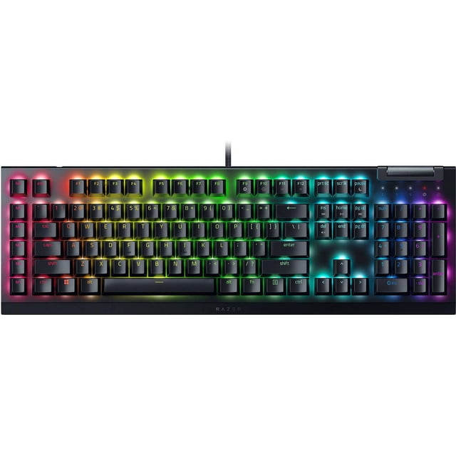 Razer BlackWidow V4 X Gaming Keyboard (PC) Clavier Mécanique Filaire Pleine Grandeur avec six Touches macro Dédiées à Gauche, Touches Multi-Fonctions à Rouleau et Multimédia en Haut à Droite, et Rétroéclairage Razer Chroma RVB par Touche Personnalisable en Dégradé Arc-en-Ciel. Comprend des Capuchons de Touches ABS doubleshot et un Boîtier Supérieur en Alliage d'Aluminium, Conçu pour une Entrée de Jeu Précise avec des Commutateurs Mécaniques Razer Verts Ou Jaunes, Convient Aussi à l'Exécution Avancée des Commandes