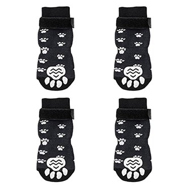 2025 Chaussettes Antidérapantes d'Intérieur Accessoires Allemands pour Chiens Doux Ajustables Accessoires pour Caniche Protection Ou Usage Intérieur Siège d'Auto pour Chien sur Planchers de Bois Franc 4 Pcs