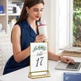 thumbnail image 4 of Visland Support d'Enseigne en Acrylique Double Face Cadre Photo Doré Support de Table Support d'Enseigne Transparent Présentoir pour Circulaire Menu Support de Numéro de Table de Mariage, 4 of 8