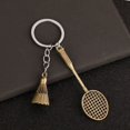 thumbnail image 1 of Simulated Badminton Keychain Pendant | Silver Alloy Souvenir | Sports Lovers Gift | Durable 8x3cm Accessory | Novelty Racket & Shuttlecock Design | 1 Piece, 1 of 8