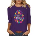 thumbnail image 2 of EGNMCR Easter Chemise Imprimée T-Shirts Graphiques pour Femmes Mode Décontractée de Noël Col Rond Imprimé Blouse Manches 3/4 T-Shirt Blouses T-Shirts pour Femmes, 2 of 4