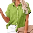 thumbnail image 4 of DPTALR Hauts pour Femmes Chemise Unie à Boutons Femme T-shirt Ample à Col en V Blouse Hauts, 4 of 8
