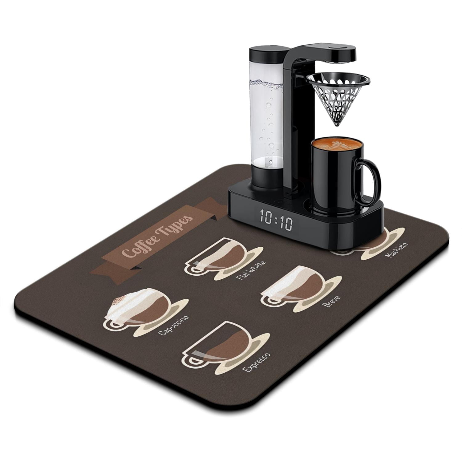 Elite Coffee Mat for Countertops: Stain-Hiding, Rubber-Backed Dish Drying Solution - Absorbs Drips from Coffee Machines for a Clean Coffee Bar Experience, Ideal Accessory -18x24 Inch
