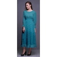 thumbnail image 3 of Bimba Robe Smockée à Manches Longues pour Femmes, Col Rond, Volants, Été, Maxi-TP, 3 of 5