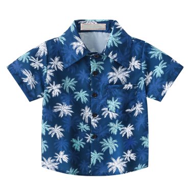 Économies d'Été! SROBPTY T-Shirts à Manches Courtes pour Tout-Petits, Chemises pour Enfants T-Shirt Graphique à Manches Courtes Col à Revers Haut pour 6 Mois-6 Ans T-Shirt Garçon Tee Bleu, 3 Ans