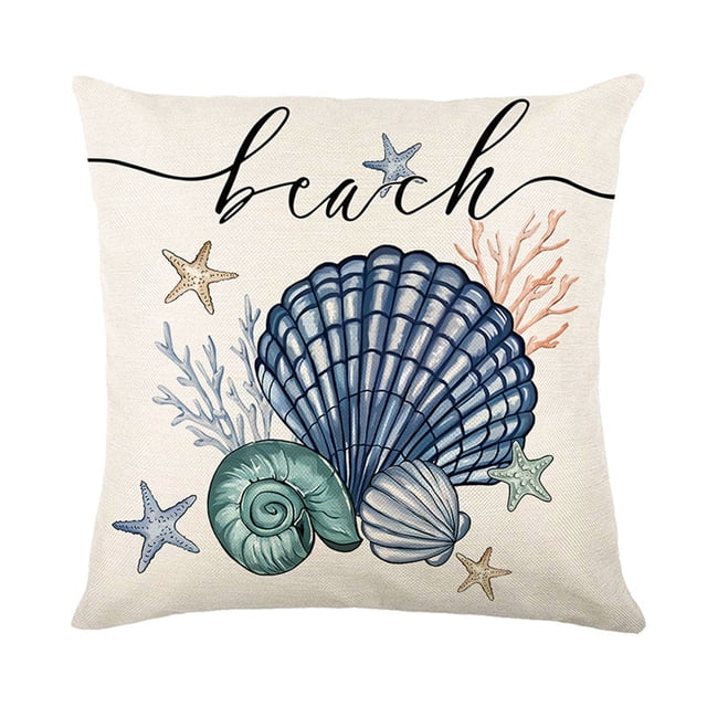 Kyusrd Summer Letters Pillow Set Scallop Printing Sofa Window Cushion Set Living Room Bedroom Cushions