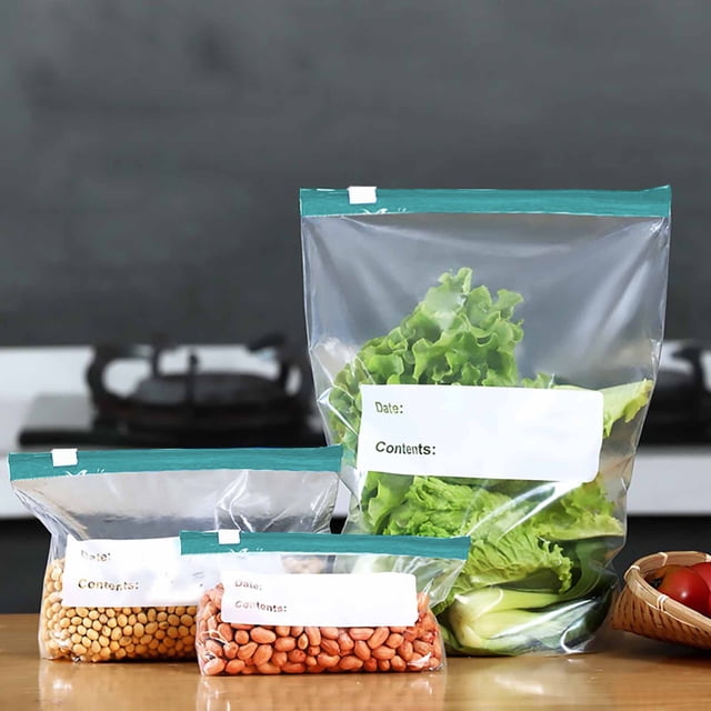 Food Grade Reclosable Storage Bag with Sliding Lock Seal | Flash Sealed Airtight Zipper Bag for Refrigerated Food | Self Sealing Plastic Pouch for Vegetables, Meats, and Snacks |
