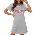 thumbnail image 4 of Amzcrzy Pyjamas pour Femmes Mode Imprimé Cœur Valentines Day Robe Décontractée Confortable à Manches Courtes Chemises de Nuit pour Femmes Valentines Day Cadeaux, 4 of 5