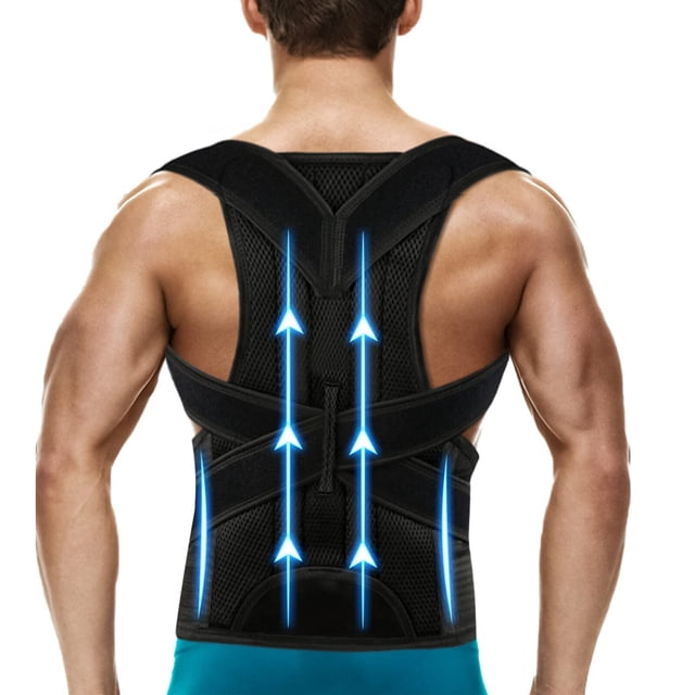 Tignapoo Neoprene Back Support Posture Corrector for Men and Women - Adjustable Black Brace for Improved Alignment and Pain Relief - Sizes S to 3XL Available