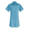 thumbnail image 4 of Weiqiqre Chemises pour Femmes Été Robe en Coton et Lin Robe Mini à Col en V Décontractée à Manches Courtes Tunique Ample Robes, 4 of 5