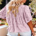 thumbnail image 3 of Womens Bell Sleeve Blouse Crewneck Lace Tops Floral Textured Babydoll Shirts, 3 of 3