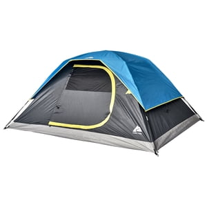 Ozark Trail, 4-Person Tente de dôme, Plongée de pluie, Facile à assembler Poles en fibre de verre. Couleur bleue, Idéal pour le camping familial, 8.16lbs