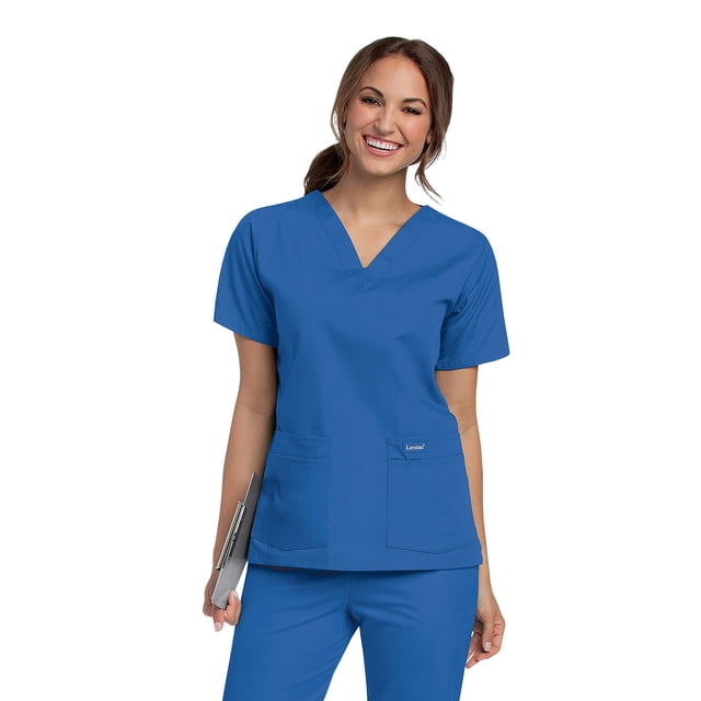 Landau Essentials Haut de Sarrau pour Femmes : 4 Poches, Coupe Classique Décontractée, Col en V Durable 8219