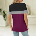 thumbnail image 4 of Yuyuzo T-Shirts pour Femmes Manches Courtes Décontractés Col en V Tops d'Été Color Block Tees Amples, 4 of 4