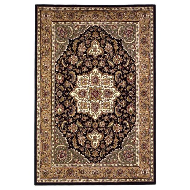 HomeRoots 352425 5 ft. 3 in. x 7 ft. 7 in. Polypropylene Black & Beige Area Rug