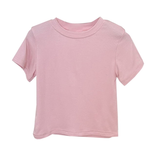 Plebaso T-shirts en Coton pour Garçons et Filles, Manches Courtes, T-Shirts de Couleur Unie, Col Ras du Cou, Hauts Basiques pour Enfants Unisexes