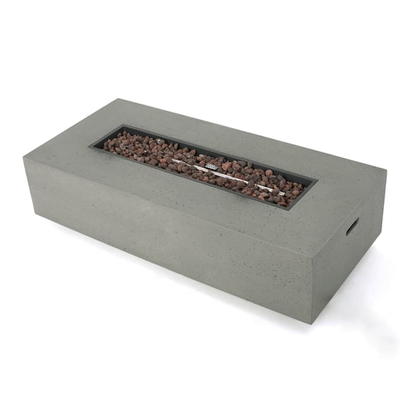 Millies Table de Foyer au Propane Rectangulaire pour l'Extérieur de 50 000 BTU en MgO avec Support pour Réservoir - Gris Pâle