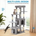 thumbnail image 2 of Yiwa Multi-Level 61" Cat Tree Tower, Sturdy Modern Cat Furniture for Large Cats and Maine Coons, Featuring Jumbo Perch, Two Spacious Condos, Sisal Scratching Posts, and Hanging Balls, 2 of 7