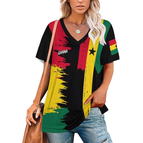 Chandail de Soccer pour Femmes Ghana 2026 pour Fans de Soccer avec Drapeau de la Nation, Chandail Aussi Personnalisé