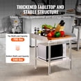 thumbnail image 3 of VEVOR Table de Travail en Acier Inoxydable 24"x24 Pouces Table Commerciale de Préparation des Aliments Restaurant, 3 of 9