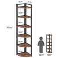 thumbnail image 2 of Fnova 70.9" 6-Tier Corner Shelf, Rustic Corner Bookshelf, Compact Storage Rack for Living Room, Home Office, Kitchen, 2 of 11