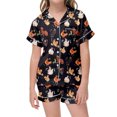 thumbnail image 2 of MIASHUI Girls 2-Piece Pajamas Set Animal Chicken Pattern Button-Down Boys Sleepwear,Black,4-5 Years, 2 of 4
