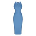 thumbnail image 3 of Birdeem Robe Ajustée Aguichant à Taille Ouverte pour Femmes, Col Rond, Couleur Unie, 3 of 8