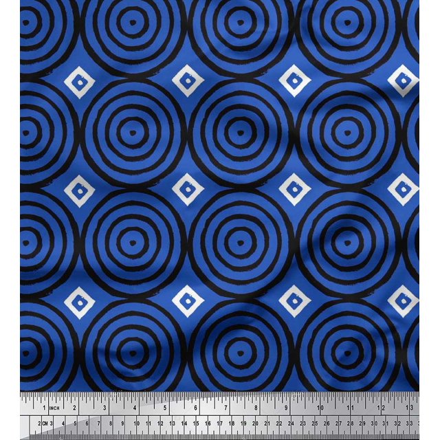 Soimoi Cotton Duck Fabric Diamond & Circle Block Fabric Prints by Yard 56 Inch Wide