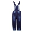 thumbnail image 2 of KIDSCOOL SPACE Boy Overalls,Big Pocket Ripped Adjustable Casual Denim Workwear,Blue,7-8 Years, 2 of 7